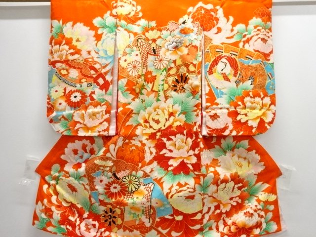 JAPANESE KIMONO / ANTIQUE KIMONO / EMBROIDERY / PEONY